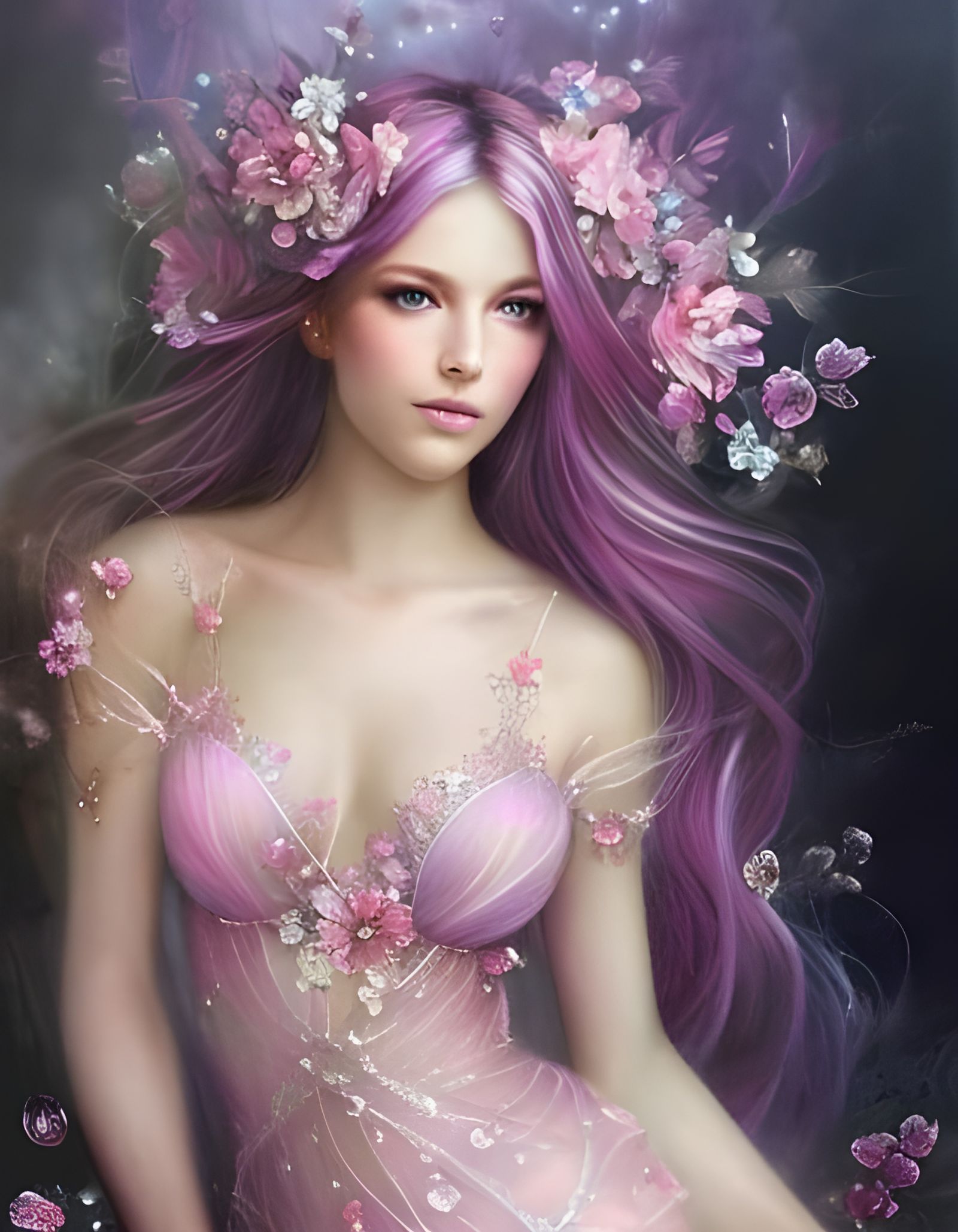 Beautiful Pink Fairy in a Pink Garden