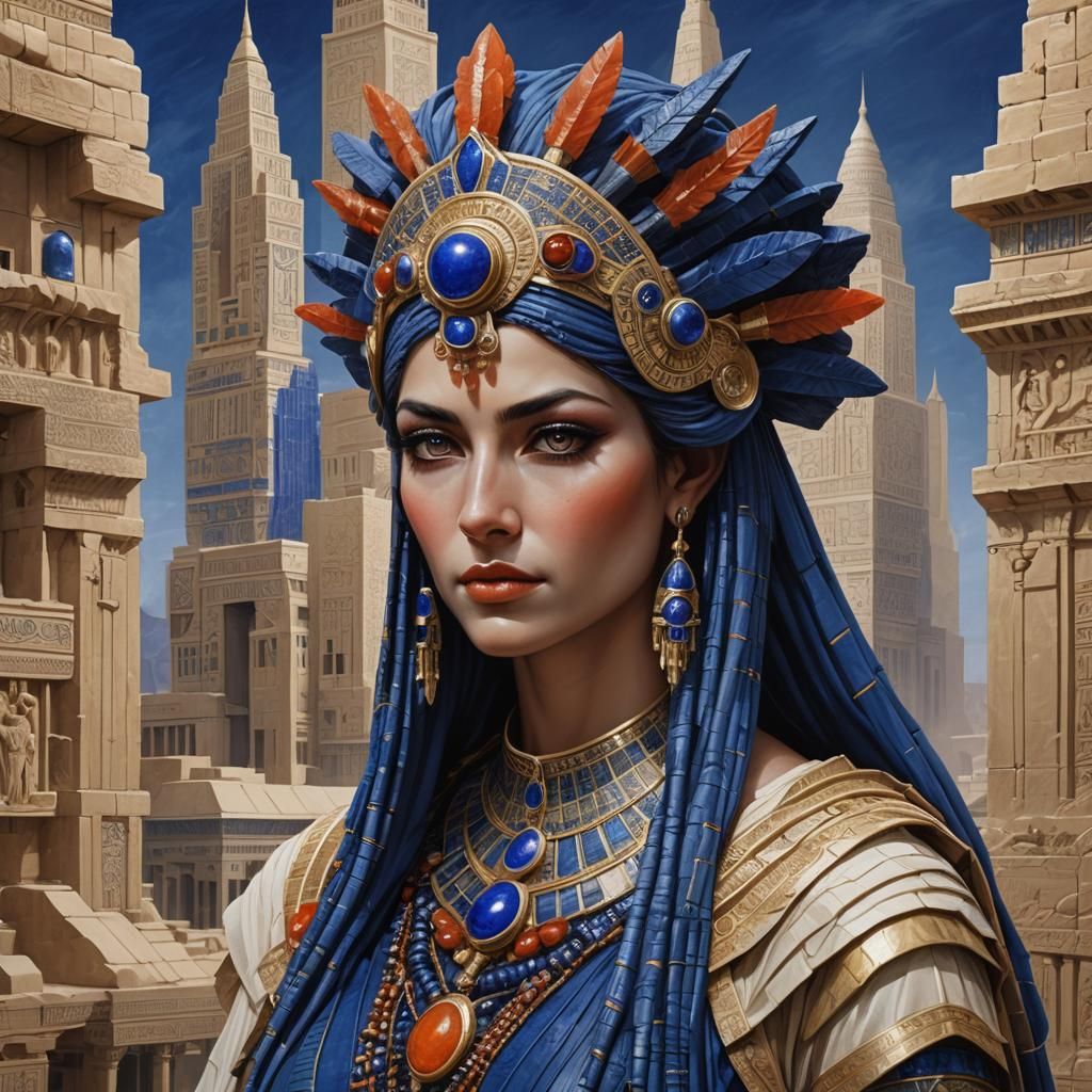 Ethereal Goddess Tallay Baelmar in Mesopotamian Majesty