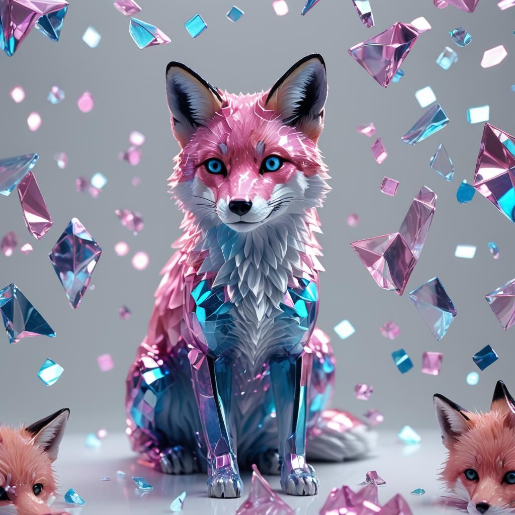 Holographic Glass Fox in Cinematic Lighting