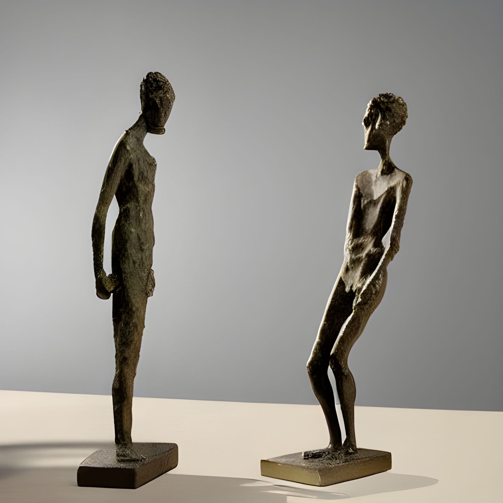 Giacometti Style Bronze Figures in Sunset