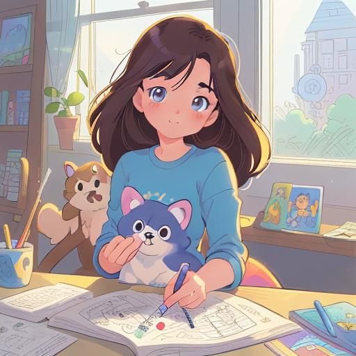 Puppy in Window Line Drawing for Coloring Book