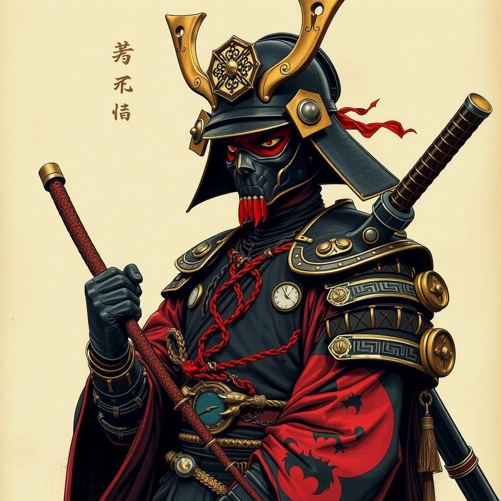 Gothic Samurai in Fantasy Illustration Style