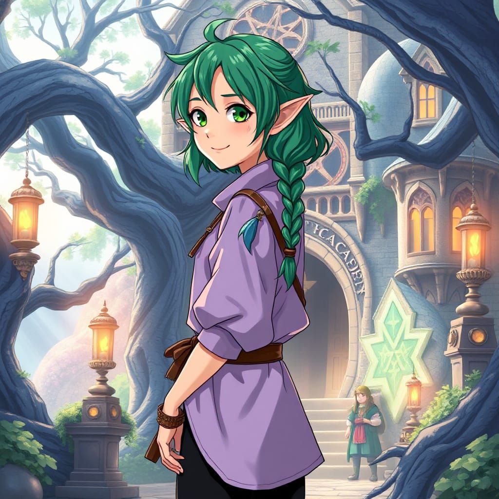 Whimsical Mage Girl Reflects on Fond Memories at Ancient Aca...