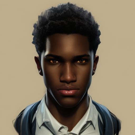 Detailed Portrait of a Preppy Black Teen