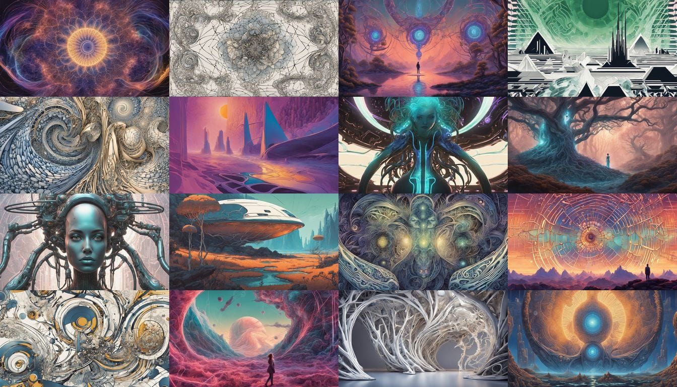 Cyberpunk Goddess in a Fractal Holographic Realm