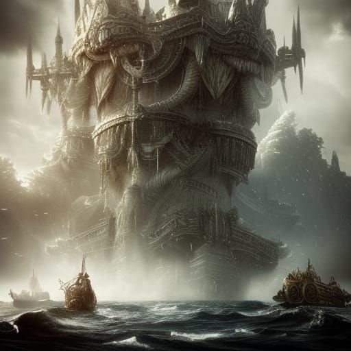 Epic Triton in a Digital Matte Painting