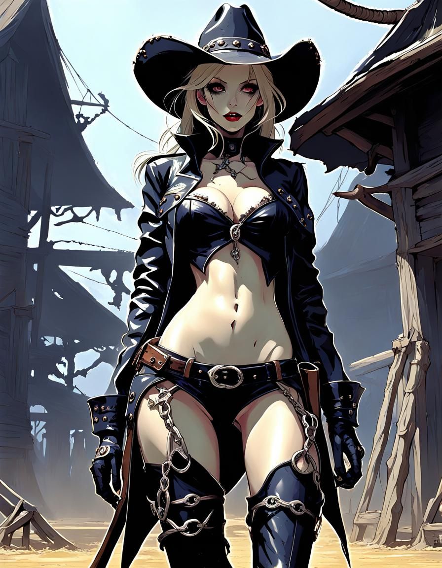 Zombie Cowgirl Witch in Pretzel Theme Park