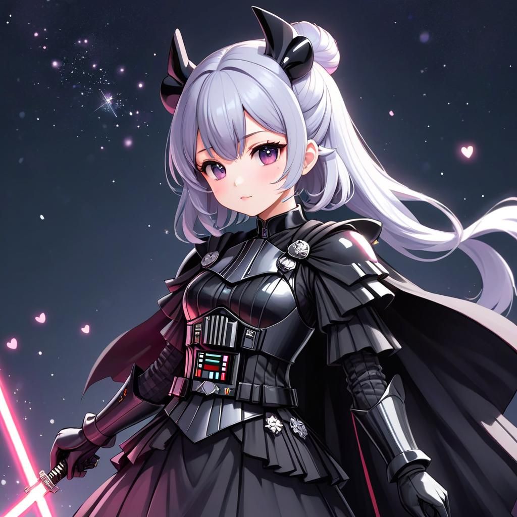 Anime style Darth Vader reimagined  as a cute magical girl