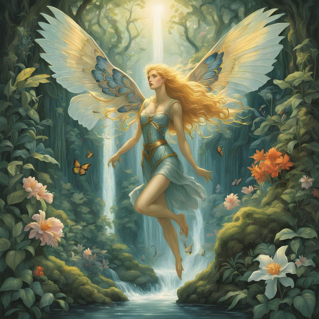 Angel in Lush Jungle Elysium