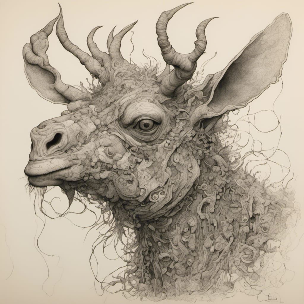 Animals in Pencil Sketch Style of Wilhelm Busch