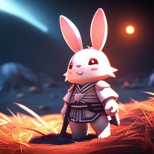 Armored Rabbit Inspired by Kano Hogai on Artstation