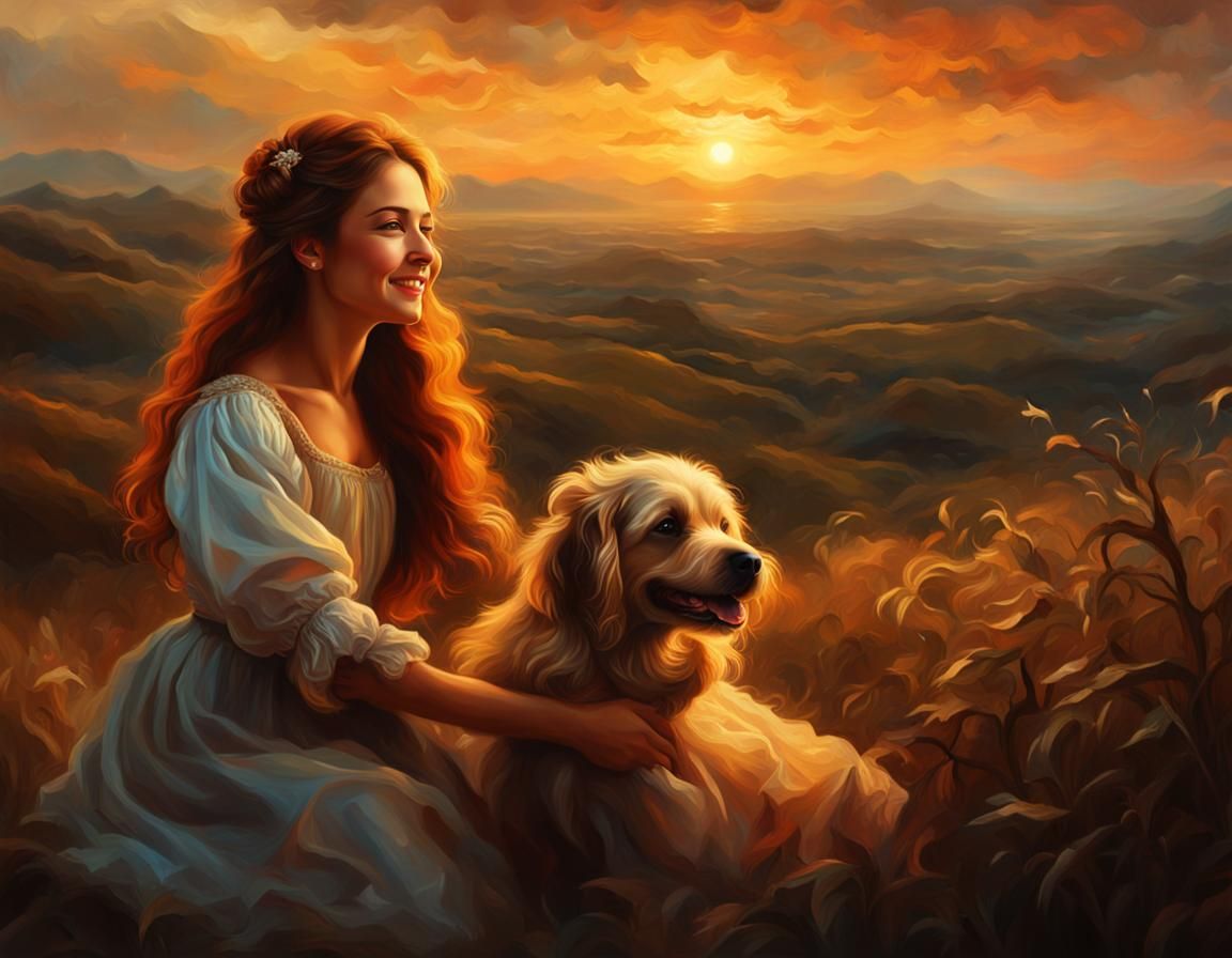 Romantic Sunset Portrait in Baroque Style