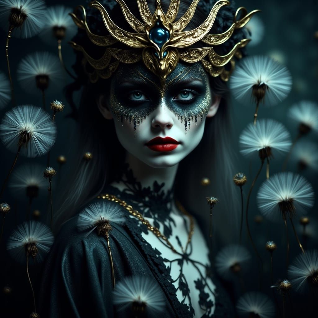 Dandelion Royalty in Ethereal Darkness