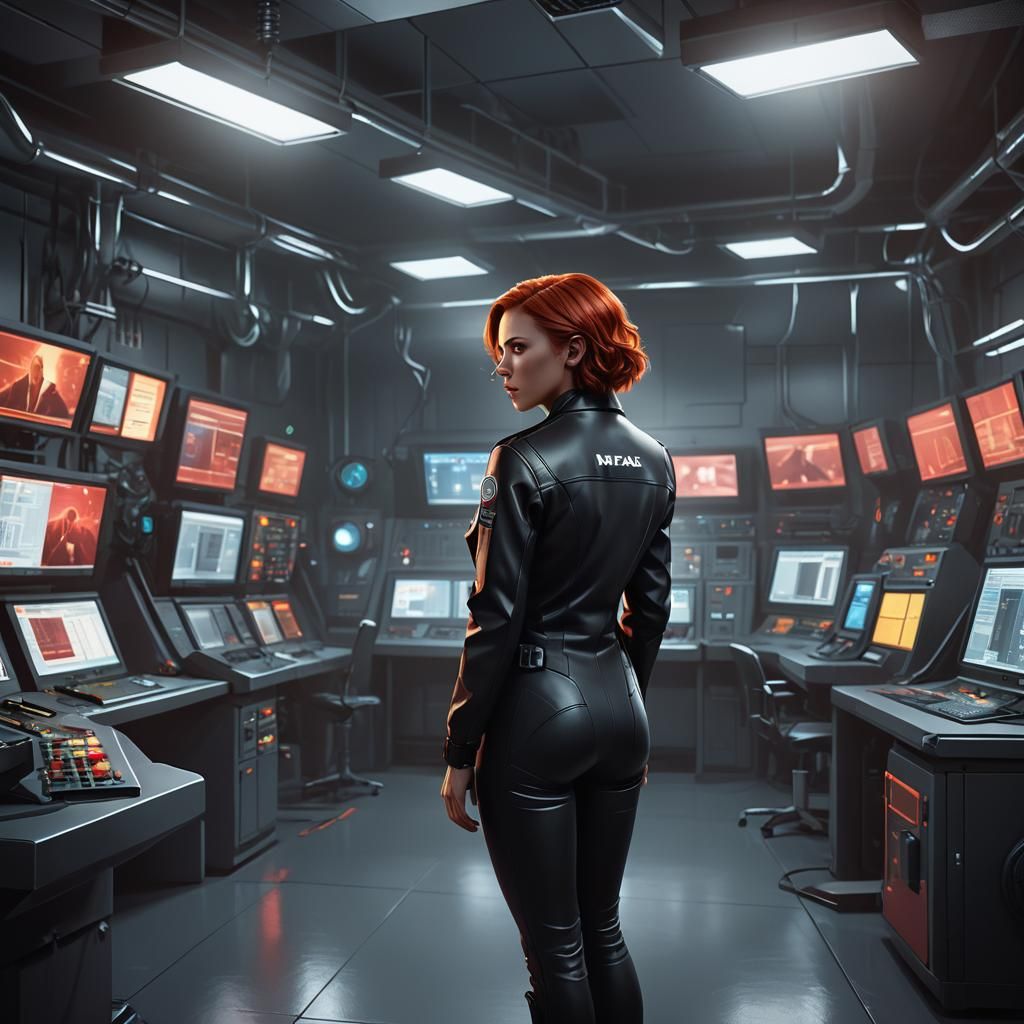 Cinematic 3D Render of Woman at Control Panel