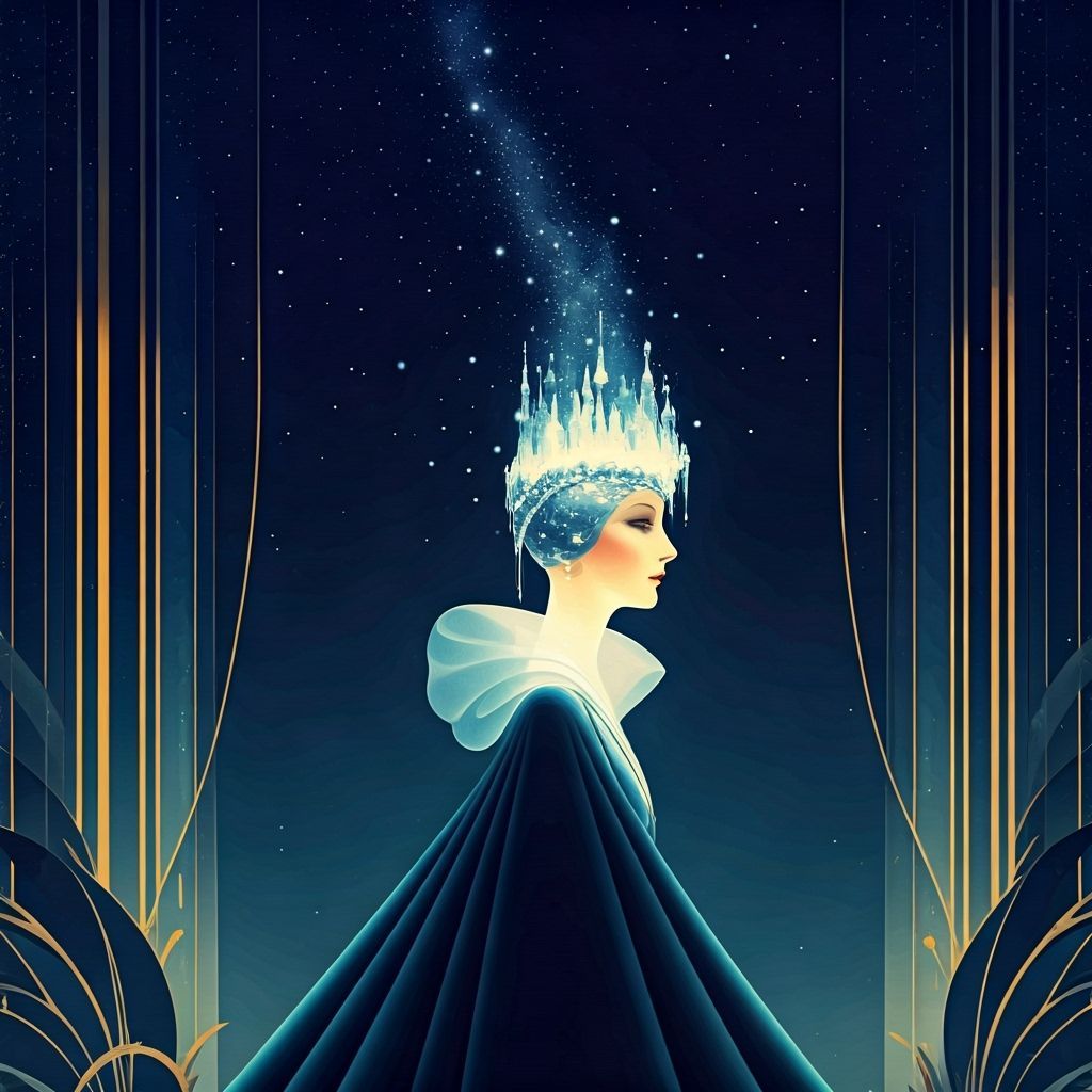 Art Deco Poster of Figure in Moonlight Hat