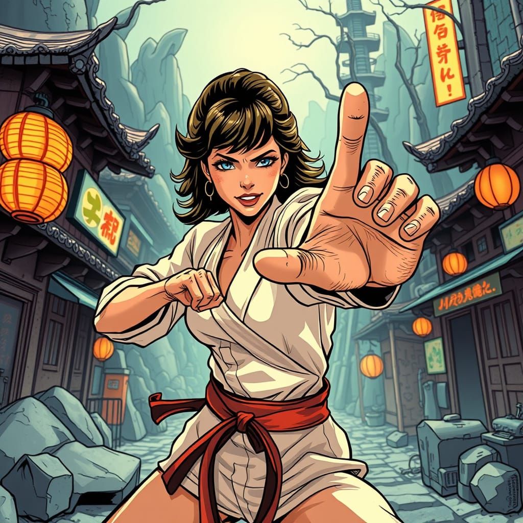 1970s Pin-Up Girl Demonstrates Karate Hand Tricks