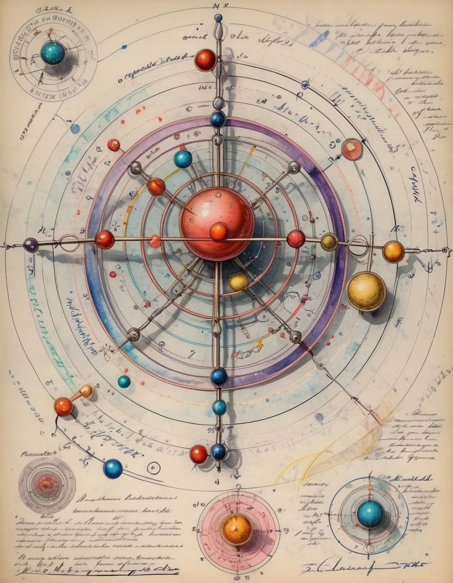 Vintage Atomic Diagram in Watercolour Style