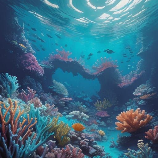 Vibrant Tropical Ocean Scene in Realistic Digital Art