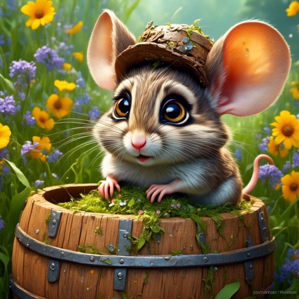 Adorable Mouse with Hazel Eyes in Pastel Anime Art