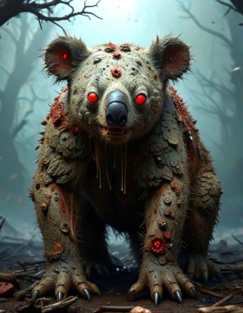 Grotesque Koala with Trypophobia in Apocalyptic Horror