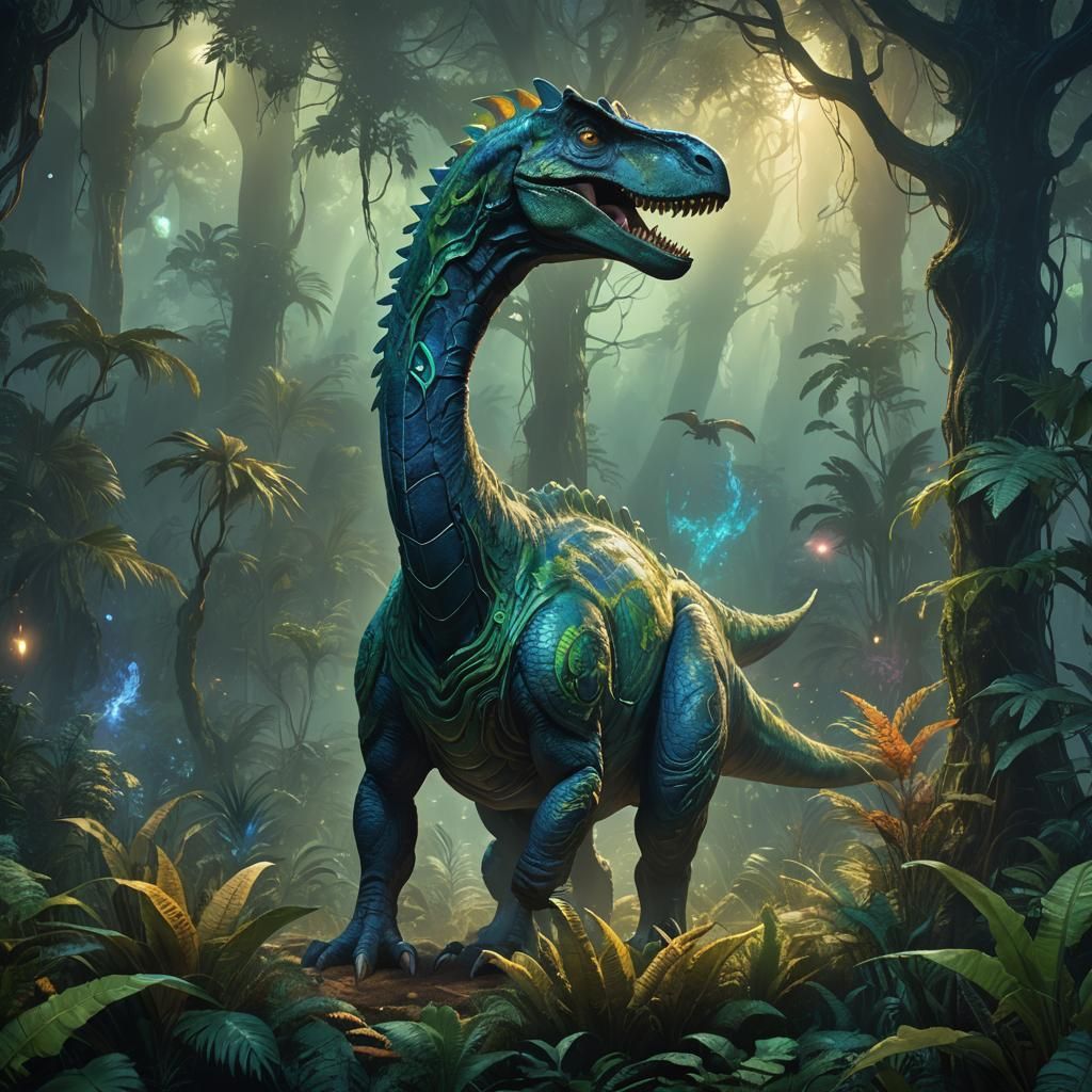 Dinosaur in Mystical Forest: Concept Art