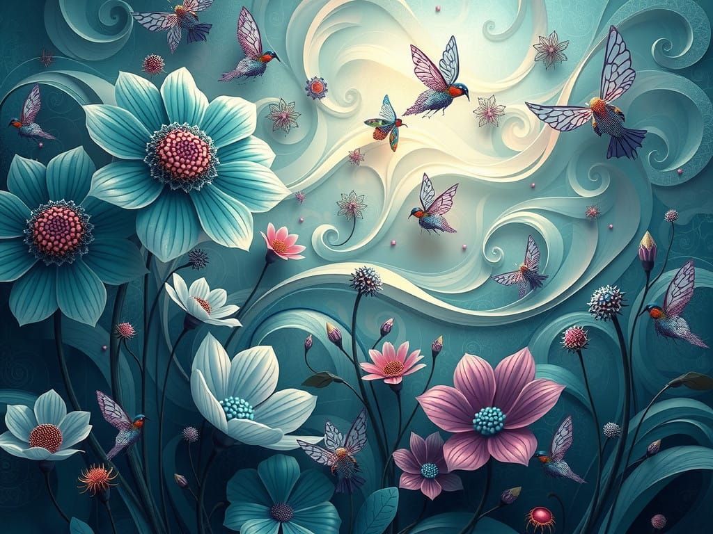 Surreal Whimsy in a Dreamy Lush Garden