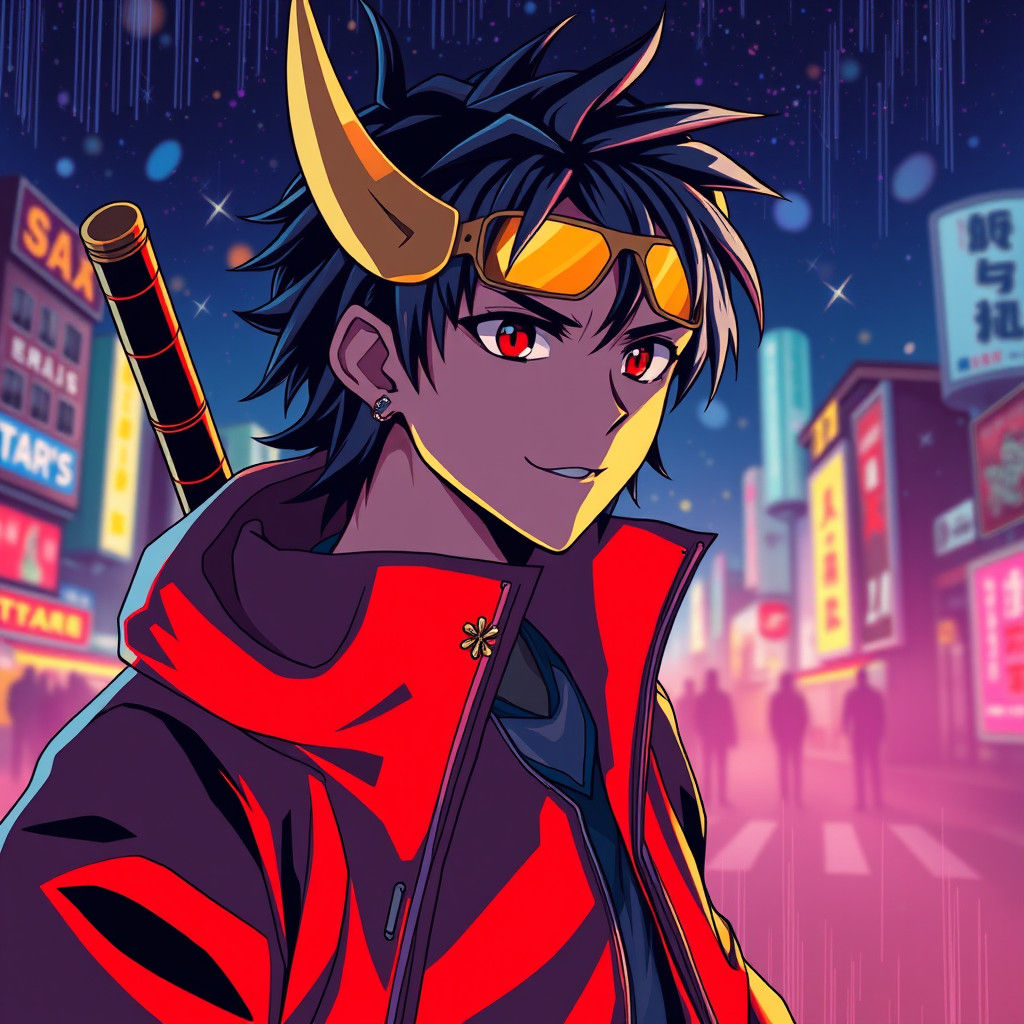 Dynamic Anime Artwork in Studio Trigger Style