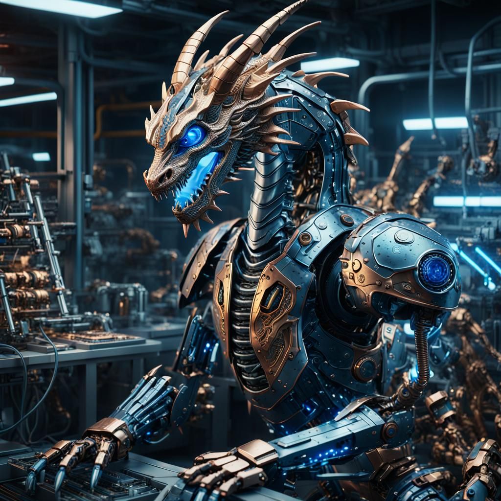 Industrial Dragon Concept in Copper and Blue