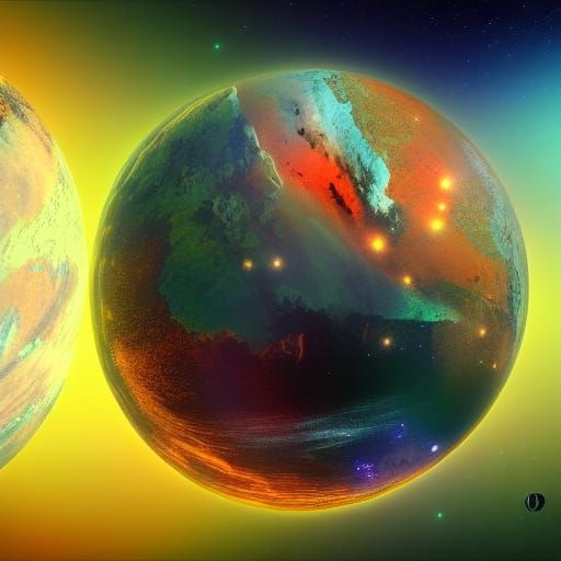 Cosmic Terrestrial Planet: Holographic Astral Illustration