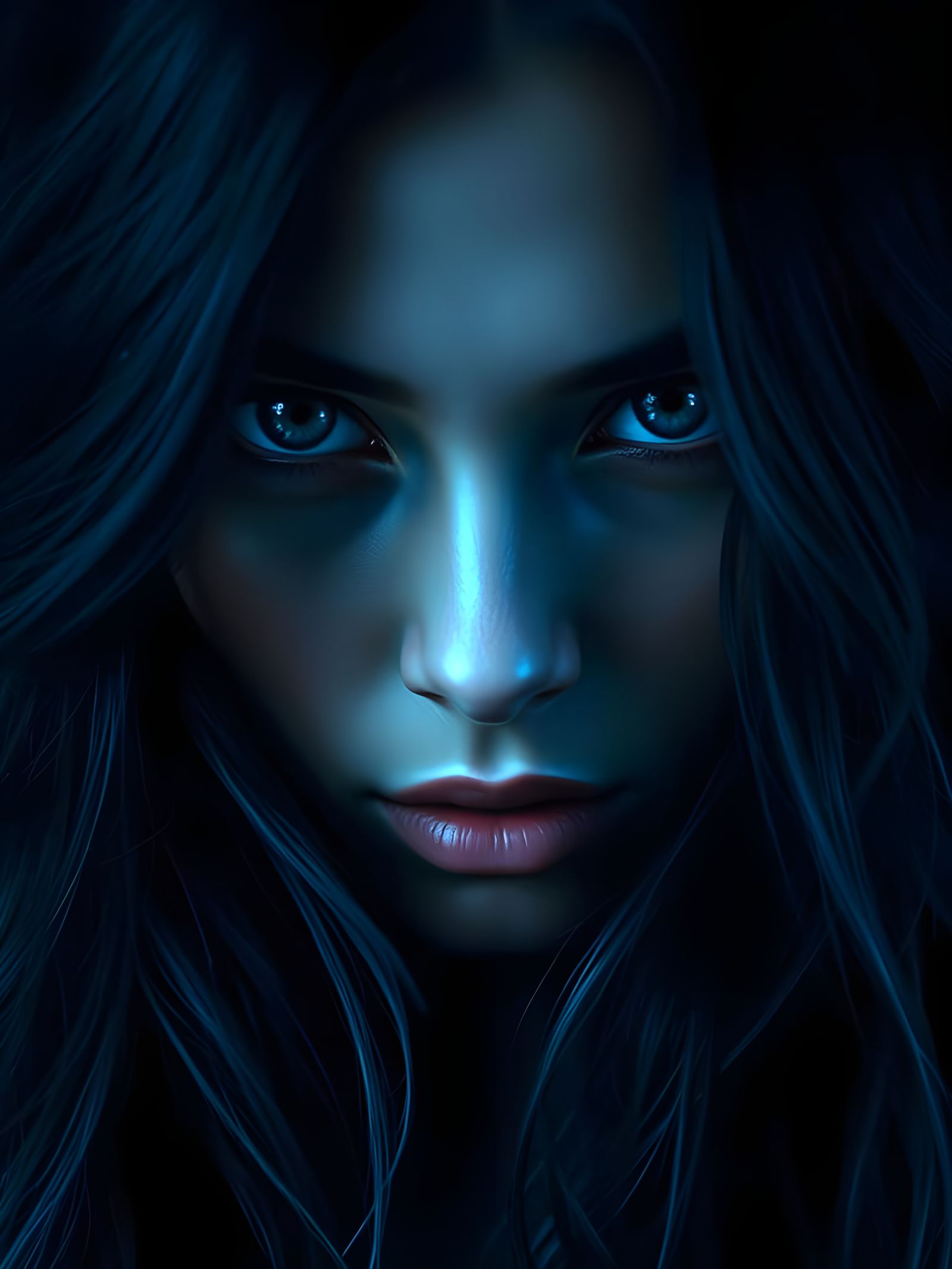 Ethereal Goddess in Moody Blue Tones