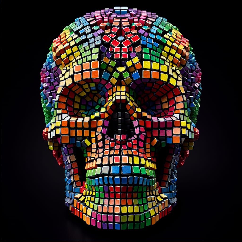 Rubik's Cube Skull: A Colorful Mortality Puzzle