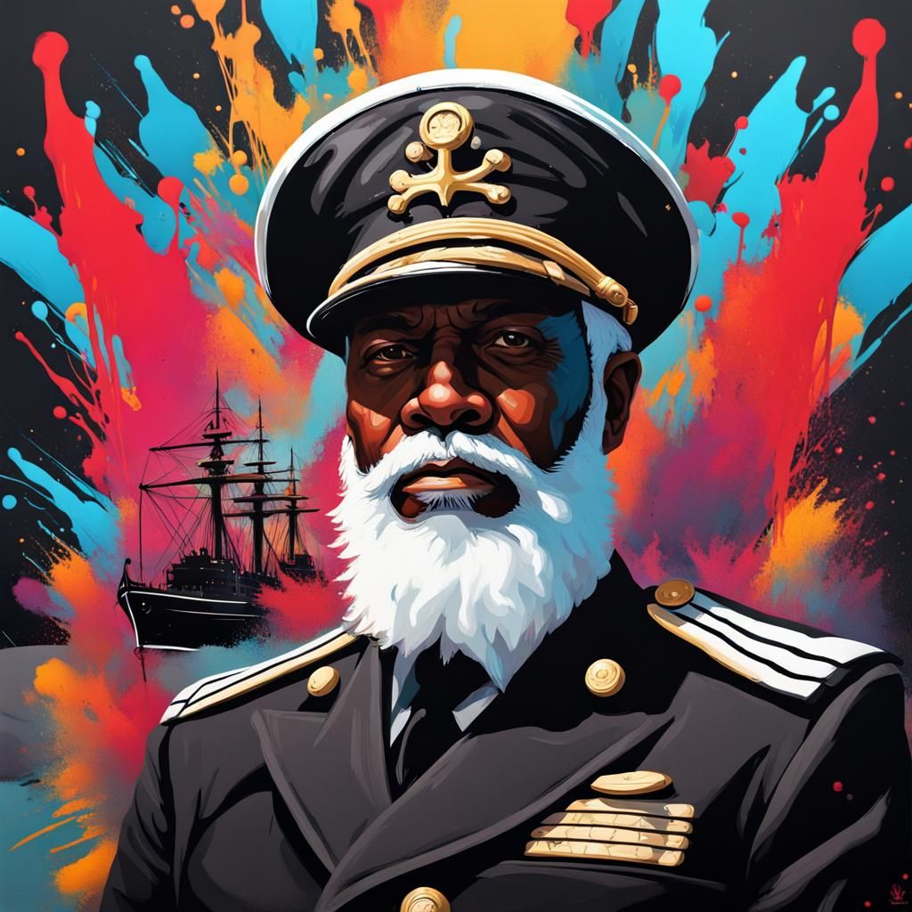 Black Naval Admiral in Graffiti Art Style