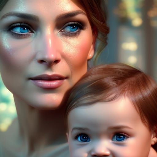 Mother's Love Radiates in a Golden Haze