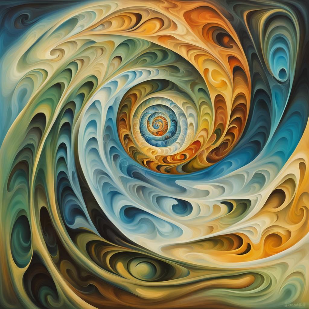 Surreal Spiral Pattern in Ives Colors