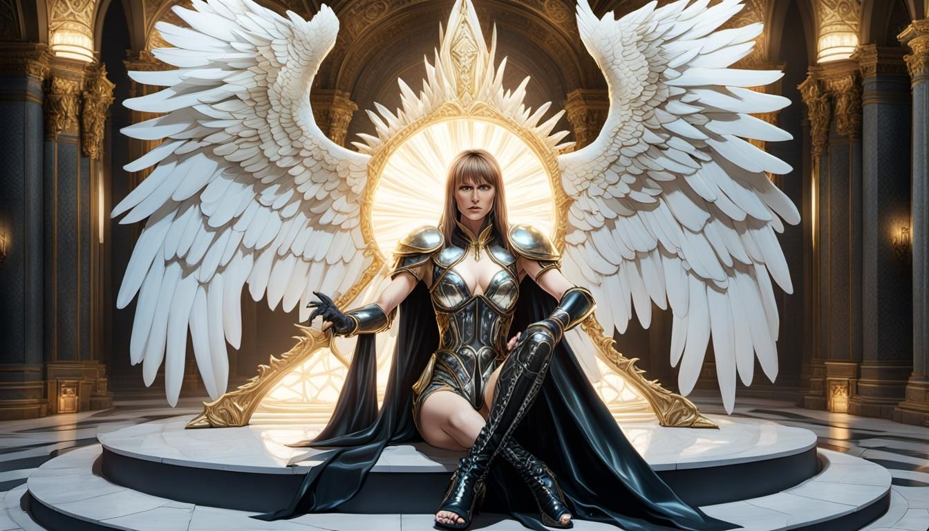 Xena Light Angel on Throne: 3D Anime Art