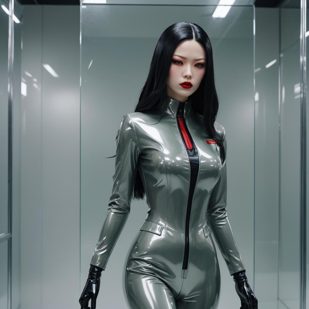 Elegant Translucent Mannequin in Latex Suit