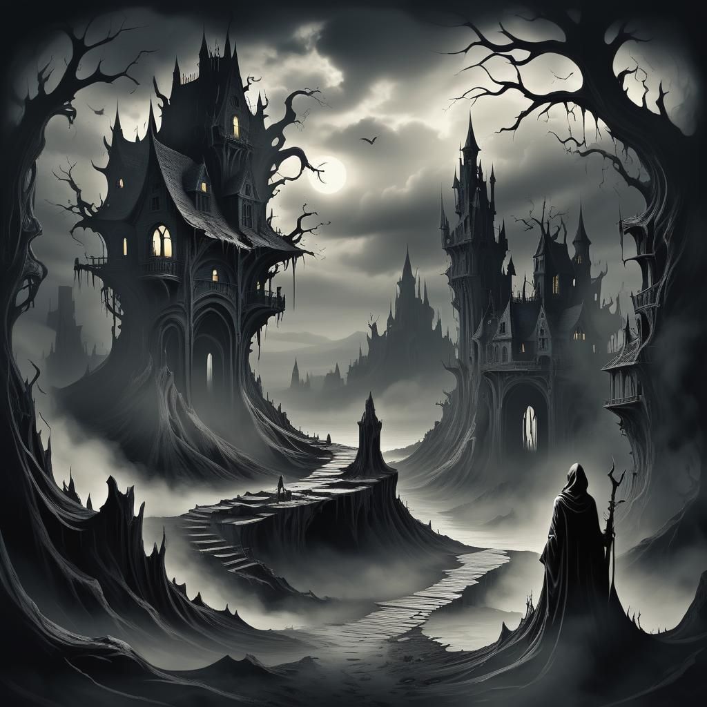 Grimdark Shadow Realm: A Surreal Dreamscape