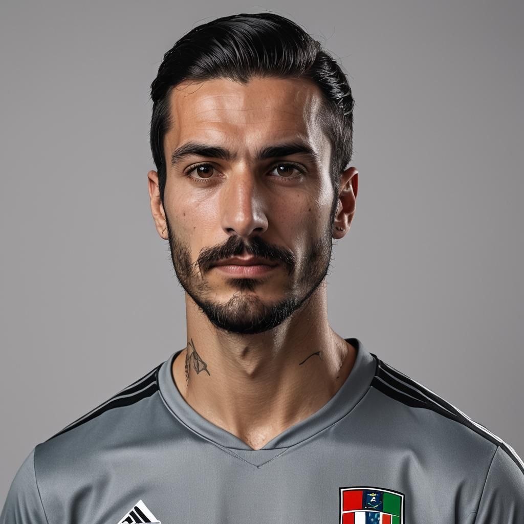 Detailed Portrait of Italian Soccer Player in Studio