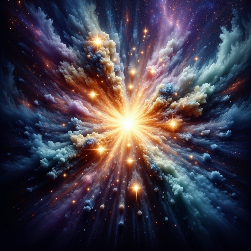 Cosmic Explosion in Nebula: Dreamlike Sci-Fi Art
