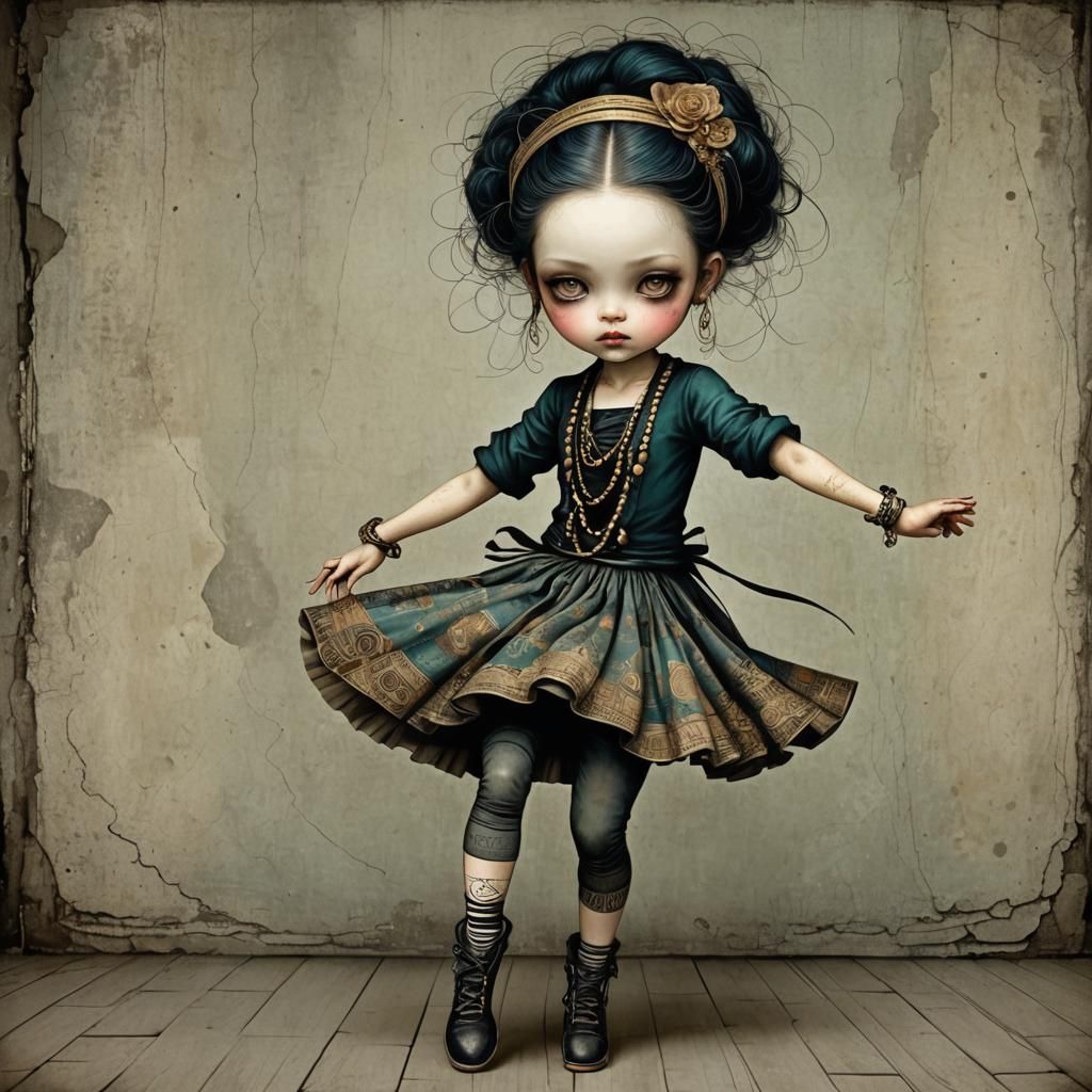 Chibi Street Dancer with Emo Punk Hair