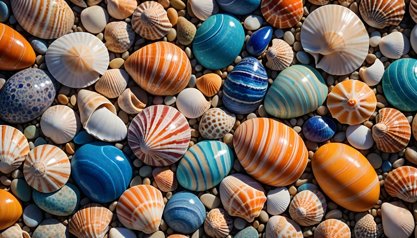 Close-Up of Colorful Beach Stones and Shells