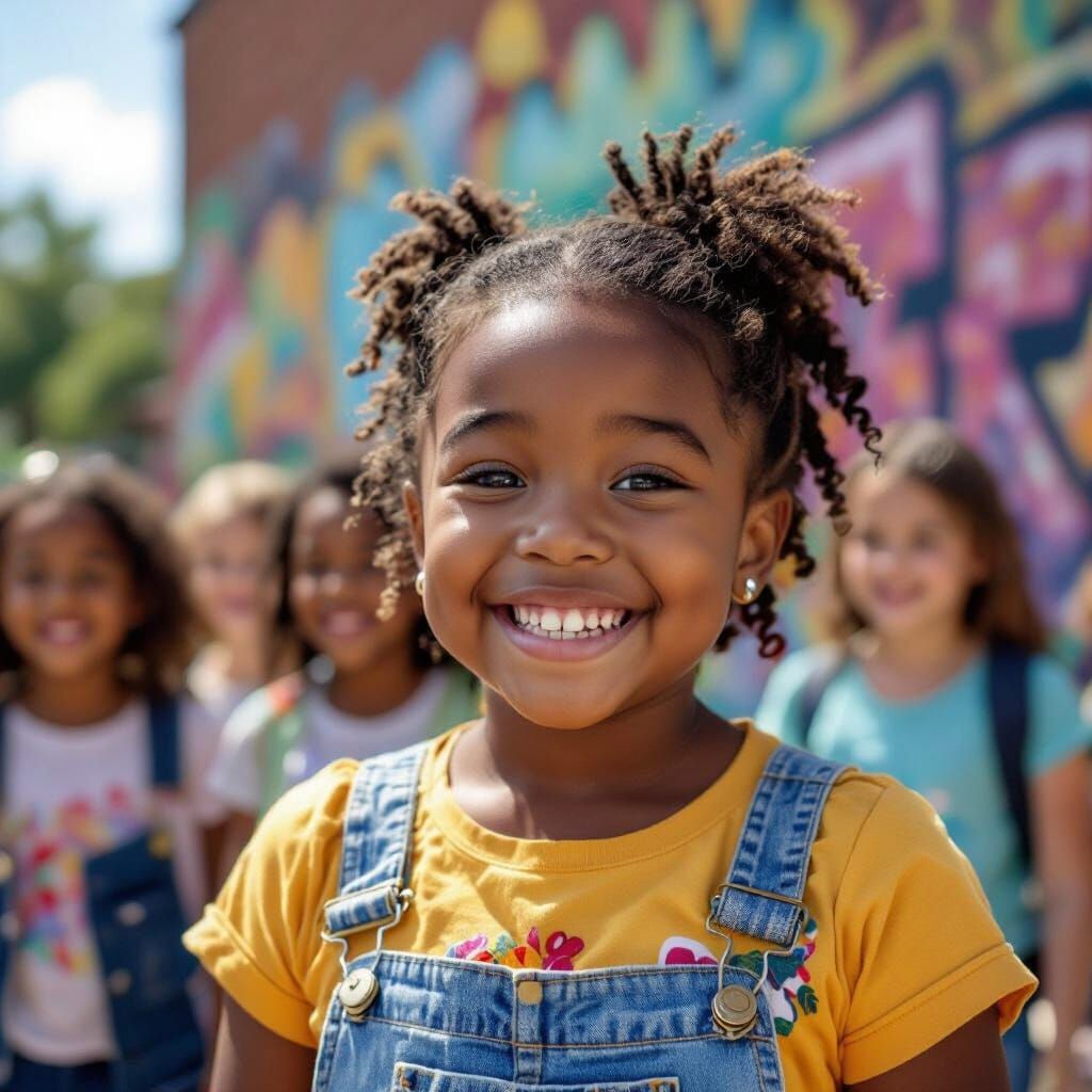 Black Girl Beaming at Tubman Museum in Macon