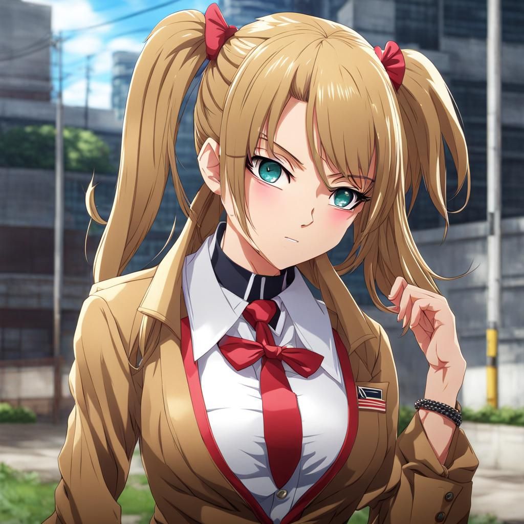 Anime Female Bully Character in Anime Style