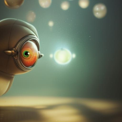 Pixar-Style Soap Bubble with Circular Eyes