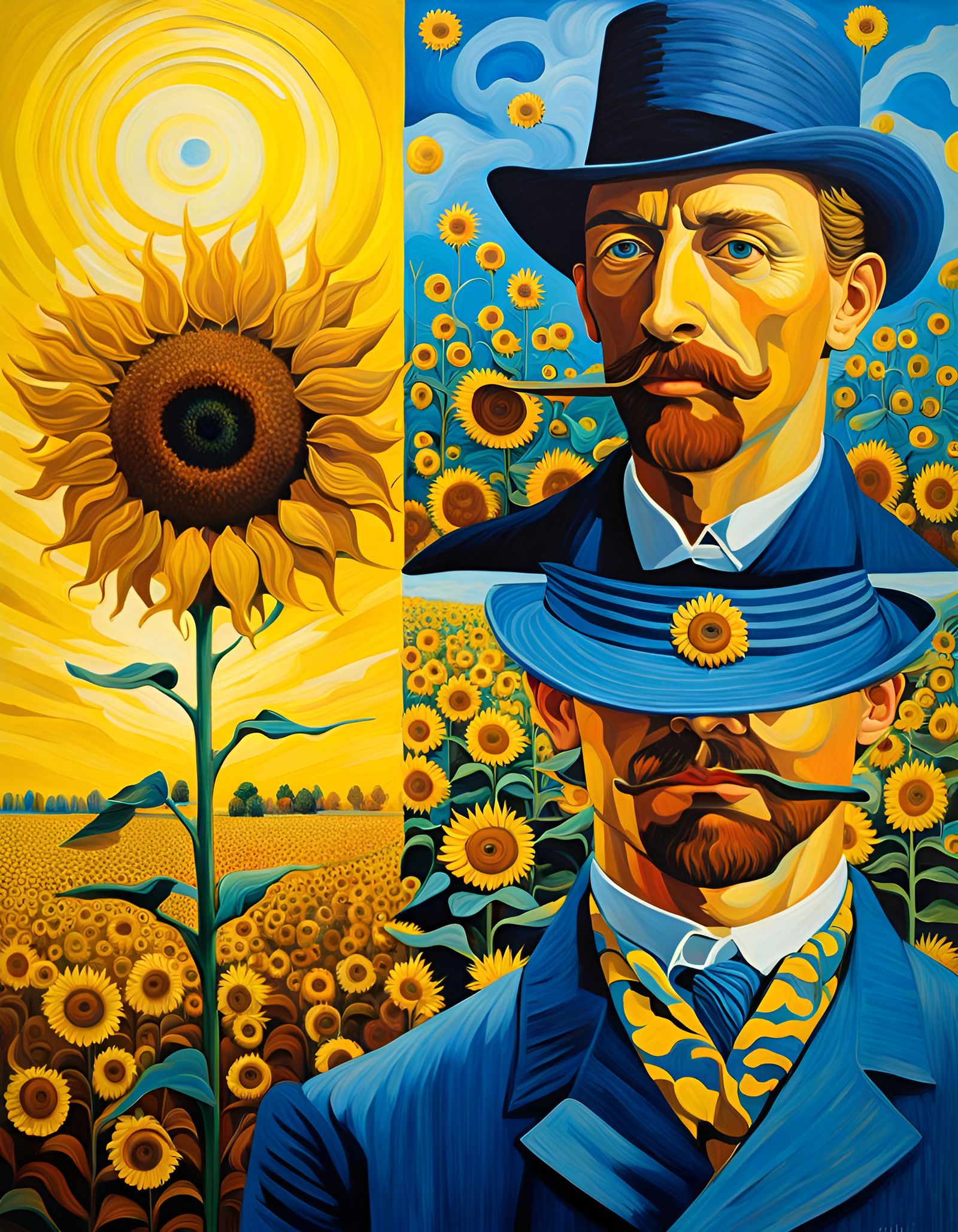 Sunflower People: Impressionistic Surrealism in Oil