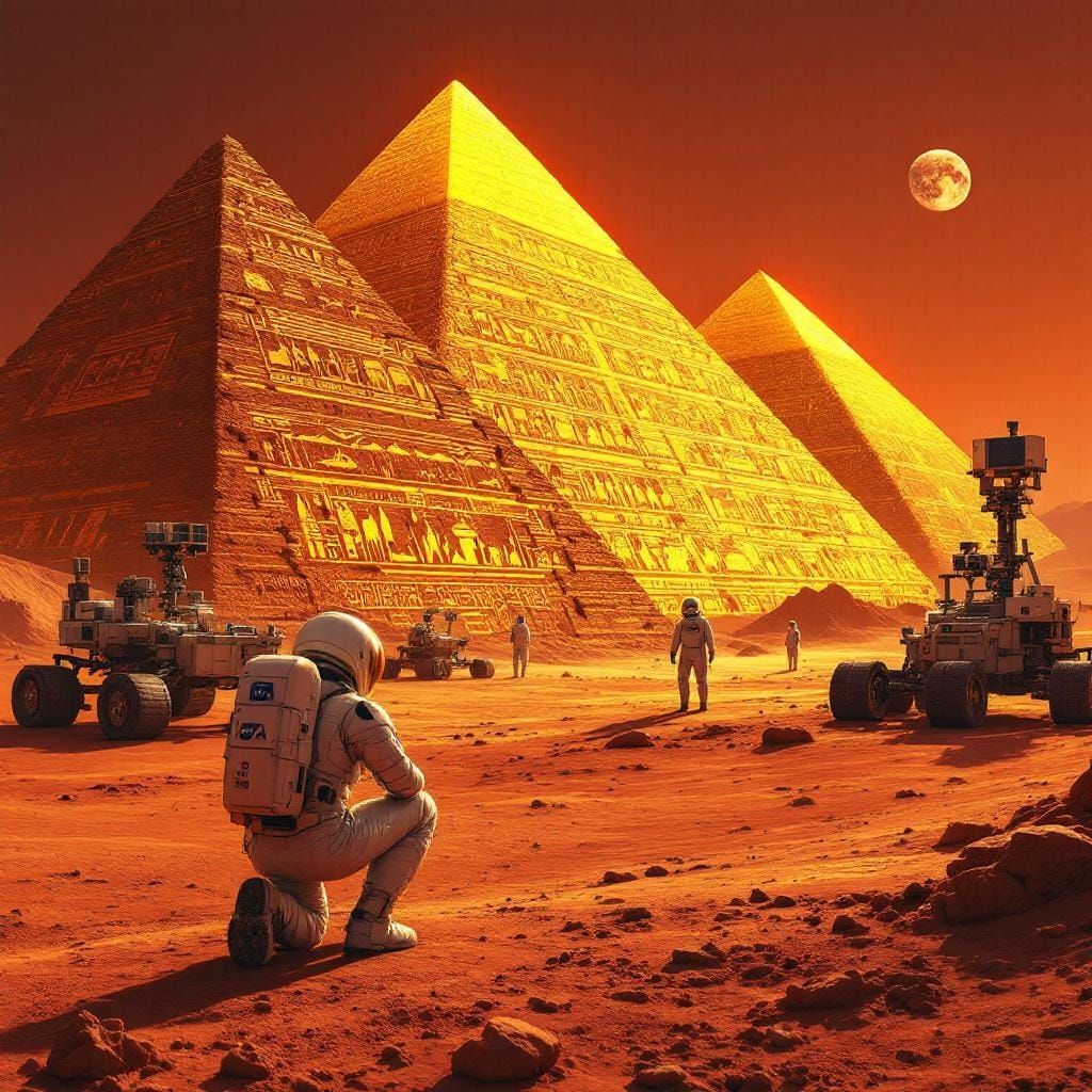 Martian Pyramids Discovered by Astronauts in Futuristic Styl...