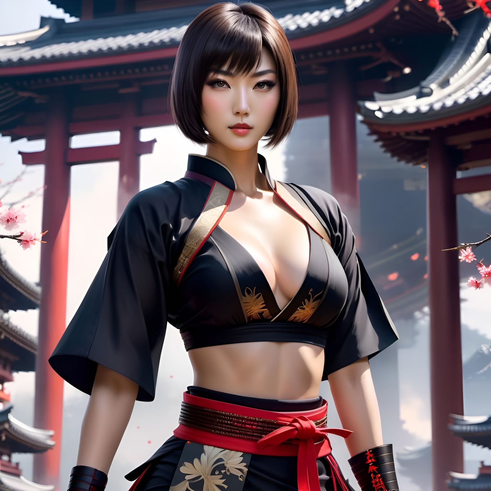 Beautiful Japan Female Samurai Warrior Portrait