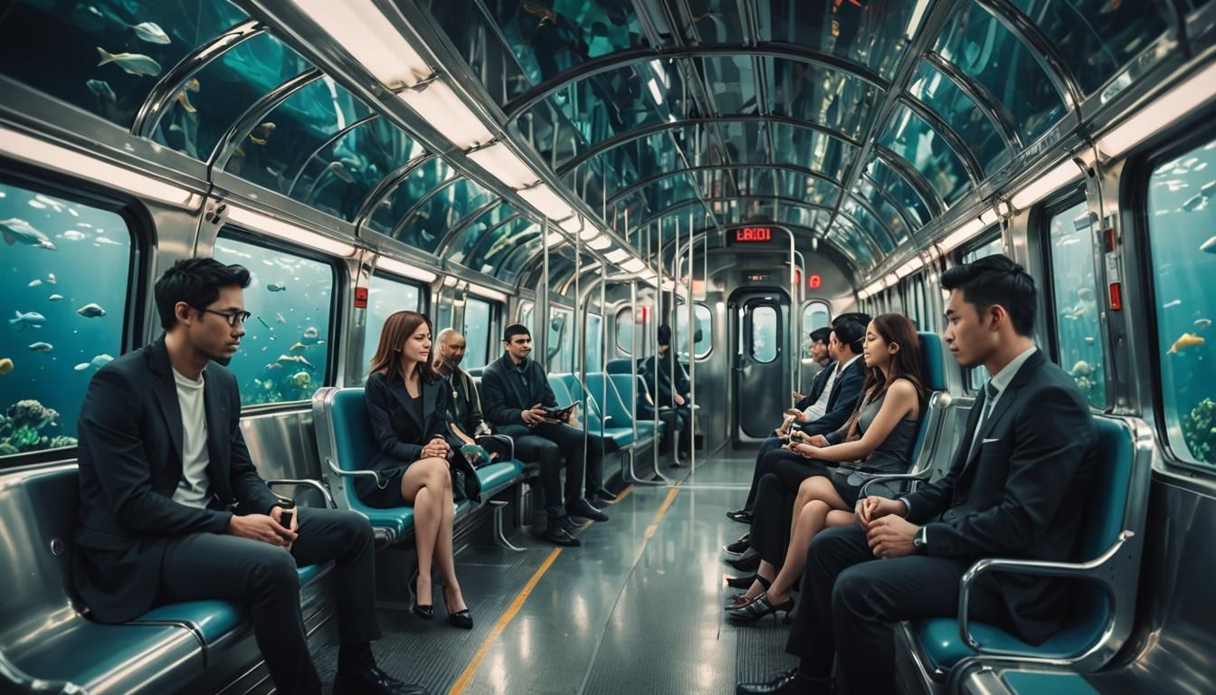 Futuristic Undersea Train Network: Professional Photography