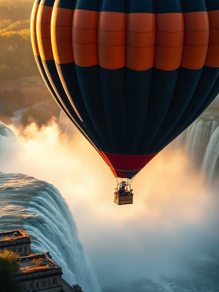 Hot air balloon over Niagara Falls