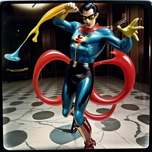 Plastic Man Shapeshifting in 70s Polaroid Style